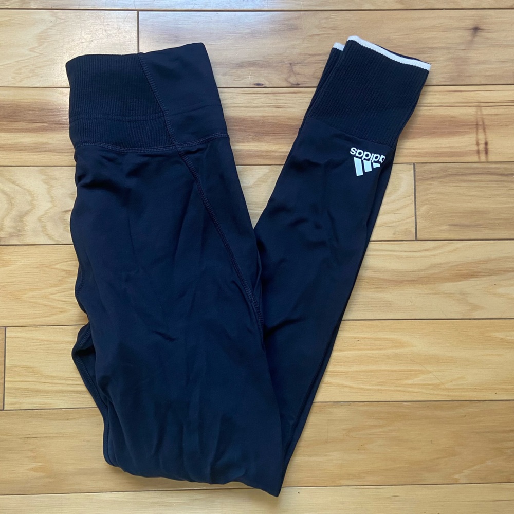 Women’s Adidas Joggers Sz XXS Black High Rise‎ Cuffed Pants